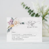 Waterverf Bloemenkalligrafie Moderne bruiloft RSVP Kaartje (Staand voorkant)