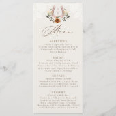 Waterverf Bloemenkant Western Hoefijzer Monogram Menu (Voorkant)