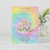 Waterverf Bloemenkasteel Tie Dye Verjaardag Kaart (Staand voorkant)