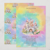 Waterverf Bloemenkasteel Tie Dye Verjaardag Kaart (Voorkant / Achterkant)