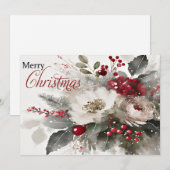 Waterverf bloemenkerst feestdagenkaart (Voorkant / Achterkant)