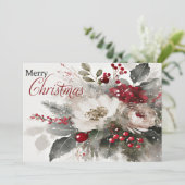 Waterverf bloemenkerst feestdagenkaart (Staand voorkant)
