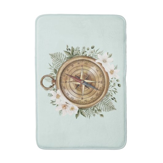 Waterverf Bloemenkompas Badmat (Voorkant Verticaal)