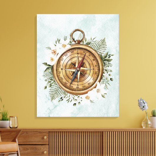 Waterverf Bloemenkompas Canvas Afdruk (Insitu (Woonkamer))