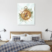 Waterverf Bloemenkompas Canvas Afdruk (Insitu (Slaapkamer))