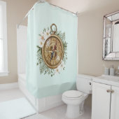 Waterverf bloemenkompas douchegordijn (In situ)