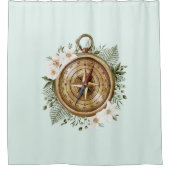 Waterverf bloemenkompas douchegordijn (Voorkant)