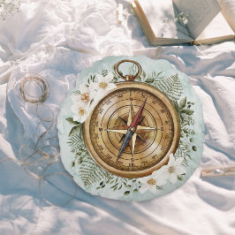 Waterverf Bloemenkompas Kinder kinderkamer Rond Kussen