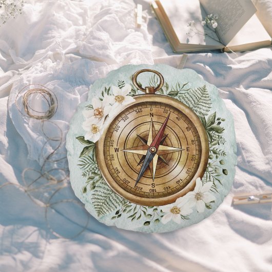 Waterverf Bloemenkompas Kinder kinderkamer Rond Kussen