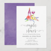 Waterverf Bloemenkoppels Douche Wijnproeverij Kaart (Voorkant / Achterkant)