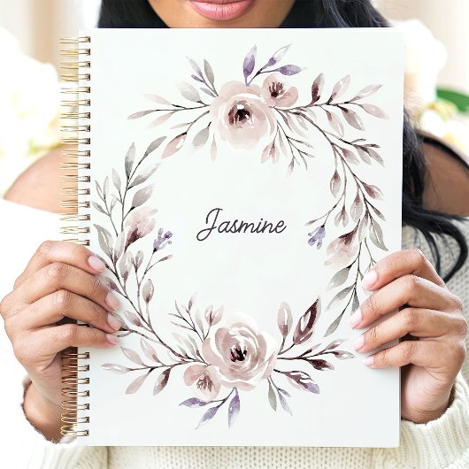 Waterverf Bloemenkrans Aangepaste naam Planner