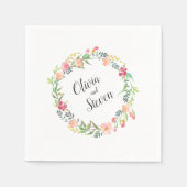 Waterverf Bloemenkrans Boho bruiloft Servetten (Voorkant)