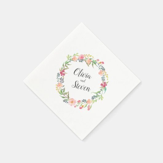 Waterverf Bloemenkrans Boho bruiloft Servetten (Hoek)