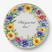 Waterverf bloemenkrans Elegant Papieren Bordje (Voorkant)