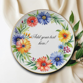 Waterverf bloemenkrans Elegant Papieren Bordje