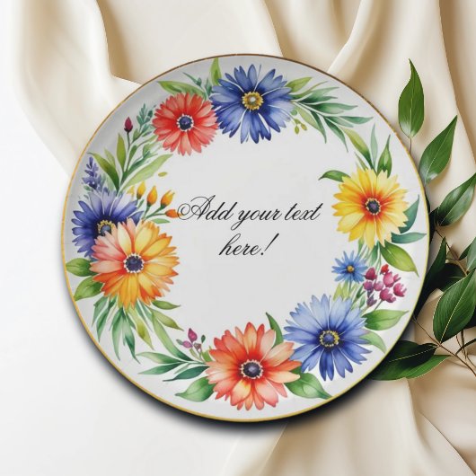 Waterverf bloemenkrans Elegant Papieren Bordje