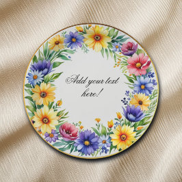 Waterverf bloemenkrans Elegant Papieren Bordje