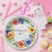 Waterverf bloemenkrans Elegant Papieren Bordje (Feest)