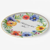 Waterverf bloemenkrans Elegant Papieren Bordje (Gekanteld)