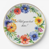 Waterverf bloemenkrans Elegant Papieren Bordje (Voorkant)