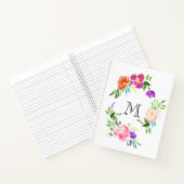 Waterverf bloemenkrans gepersonaliseerd monogram notitieboek (Binnen)