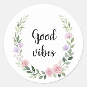 Waterverf Bloemenkrans Goede Vibes Sticker