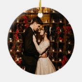 Waterverf Bloemenkrans Initiaal Kerst Keramisch Ornament (Achterkant)