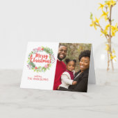 Waterverf Bloemenkrans Kerstfoto Kaart (Gele Bloem)