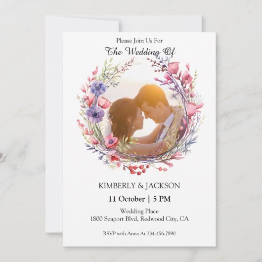 Waterverf bloemenkrans Lijst Kaart (Voorkant)