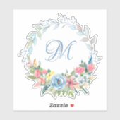  Waterverf Bloemenkrans met Monogram Sticker (Vel)
