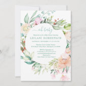 Waterverf bloemenkrans Oh Baby Pastel Shower Kaart (Voorkant)