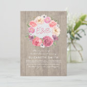 Waterverf Bloemenkrans Rustiek Hout Vrijgezellenfe Kaart (Staand voorkant)