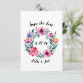 Waterverf bloemenkrans Save The Date Kaart (Staand voorkant)