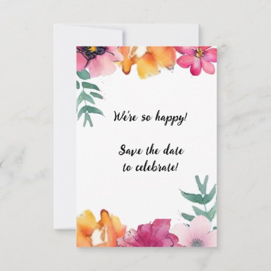 Waterverf bloemenkrans Save The Date Kaart (Achterkant)