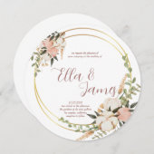 Waterverf Bloemenkrans Trouw Uitnodiging (Voorkant / Achterkant)