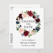 Waterverf bloemenkrans Verander de datum Briefkaart (Voorkant / Achterkant)