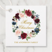 Waterverf bloemenkrans Vrolijk kerstgoud Bedankjes Labels (Voorkant)