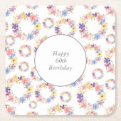 Waterverf bloemenkranspatroon kartonnen onderzetters (Voorkant)