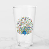 Waterverf bloemenkroon pauw glas (Voorkant)