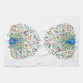Waterverf bloemenkroon pauw theedoek (Horizontaal)