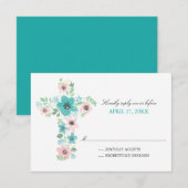 Waterverf Bloemenkruis Eerste Heilige Communie RSVP Kaartje (Voorkant / Achterkant)