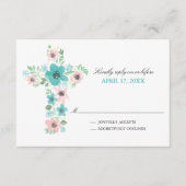 Waterverf Bloemenkruis Eerste Heilige Communie RSVP Kaartje (Voorkant)