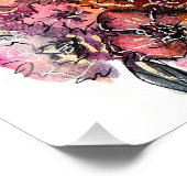 Waterverf Bloemenkunstwerk Roze, Sinaasappel en Ma Foto Afdruk (Hoek)