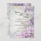 Waterverf Bloemenlavendel Bewaar de datum Briefkaart (Voorkant / Achterkant)