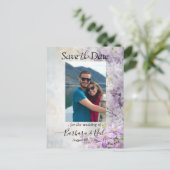 Waterverf Bloemenlavendel Bewaar de datumfoto Briefkaart (Staand voorkant)