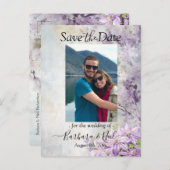 Waterverf Bloemenlavendel Bewaar de datumfoto Briefkaart (Voorkant / Achterkant)