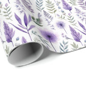 Waterverf Bloemenlavendel Paarse Botanische Cadeaupapier (Rol Hoek)