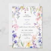 Waterverf bloemenlente bruiloft kaart (Voorkant)