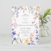 Waterverf bloemenlente bruiloft kaart (Staand voorkant)