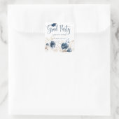 Waterverf bloemenmarine blauw & gouden Afstuderen Vierkante Sticker (Tas)